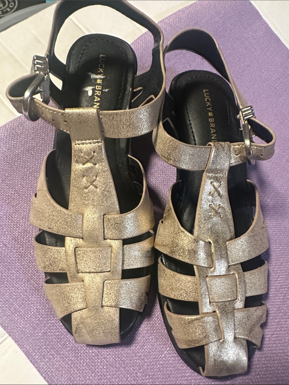 Lucky Brand Metallic Gold Women’s Slingback Sandals